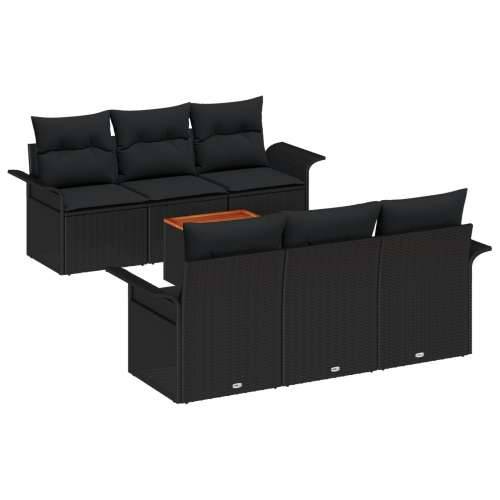 7-komadni vrtni sofa set s jastučićima crni poli ratan akacija Cijena