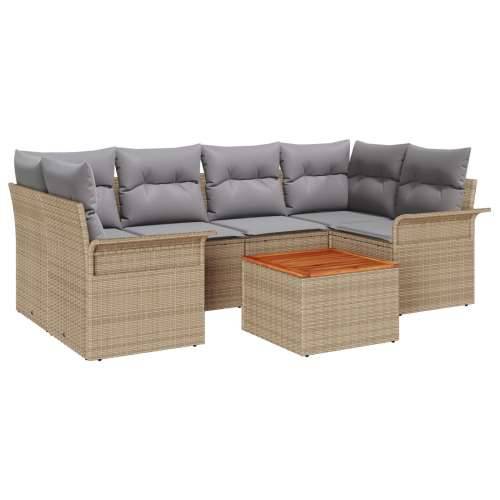 set od 7 komada vrtnih sofa s jastučićima bež poli ratan akacija Cijena