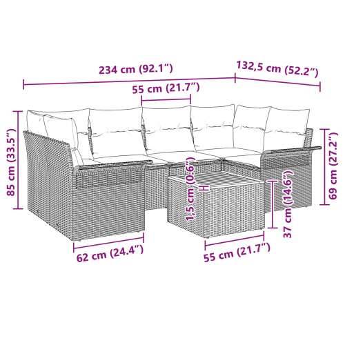 set od 7 komada vrtnih sofa s jastučićima bež poli ratan akacija Cijena