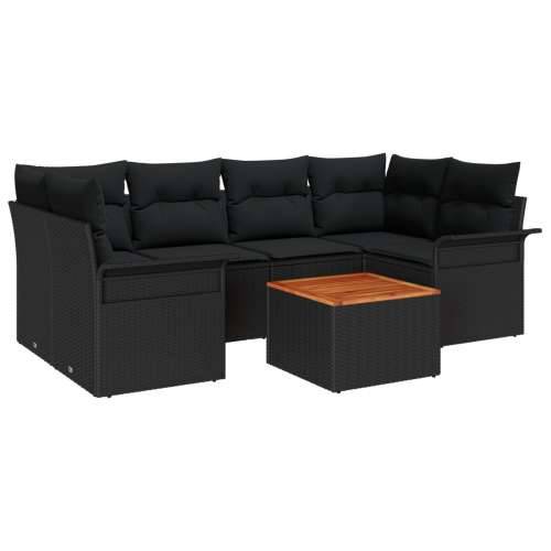 set vrtnog kauča od 7 komada s jastučićima crni poly ratan acacia Cijena