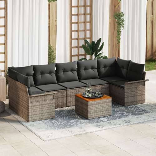 8-dijelni vrtni sofa set s jastučićima siva poli ratan akacija Cijena
