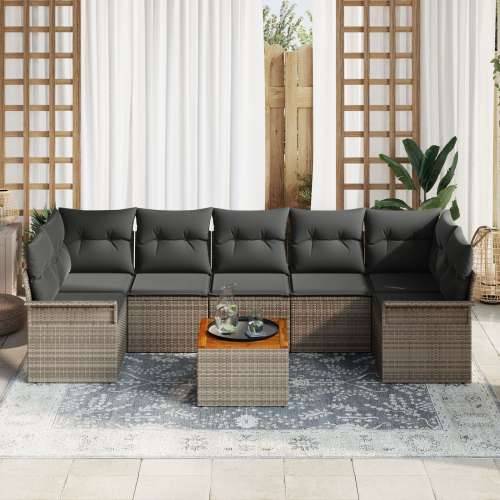 8-dijelni vrtni sofa set s jastučićima siva poli ratan akacija Cijena