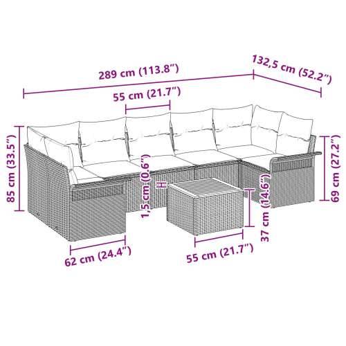 8-dijelni vrtni sofa set s jastučićima siva poli ratan akacija Cijena