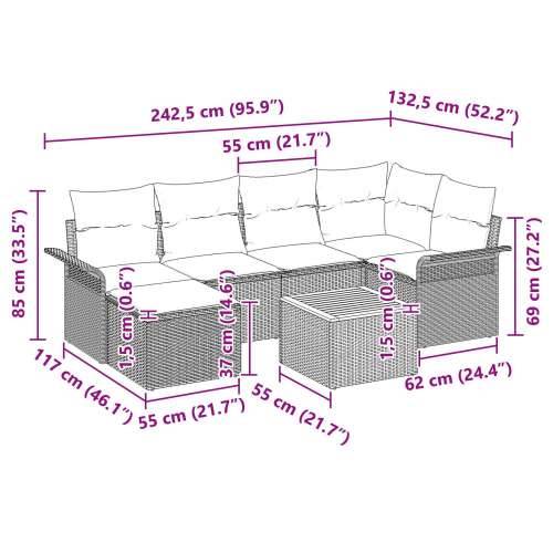 7-komponentni Vrtna Sofa Set s Jastučićima Crna Poli Ratan Akacija Cijena