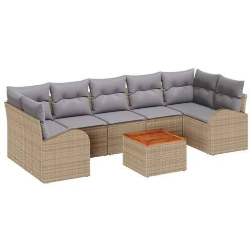 set vrtnih sofa od 8 dijelova s jastučićima bež poliratan bagrem Cijena
