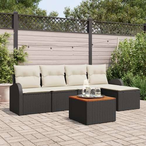 6-dijelni vrtni sofa set s jastučićima Crni poli ratan akacija Cijena
