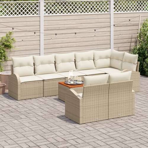 9-dijelni vrtni sofa set s jastučićima bež poli ratan Cijena