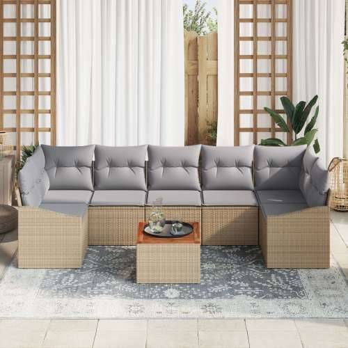 set od 8 vrtnih sofa s jastučićima bež poli ratan akacija Cijena