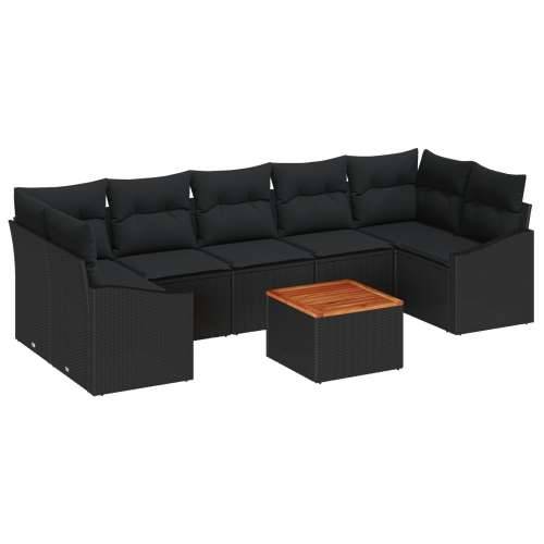 Vrtni set sofe Set od 8 Crna Ratan i drvo Vrtni set sofe Cijena