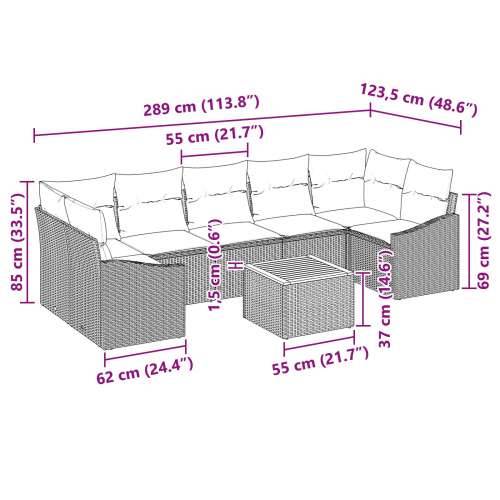 Vrtni set sofe Set od 8 Crna Ratan i drvo Vrtni set sofe Cijena