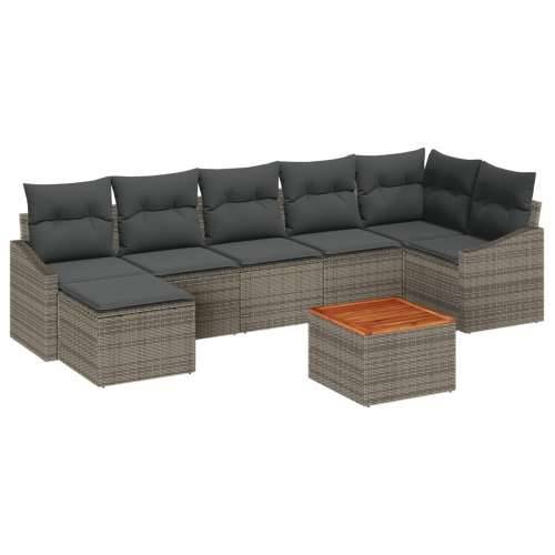 8 Djelni Vrtni Sofa Set s Jastučićima Siva Poli Ratan Akacija Cijena