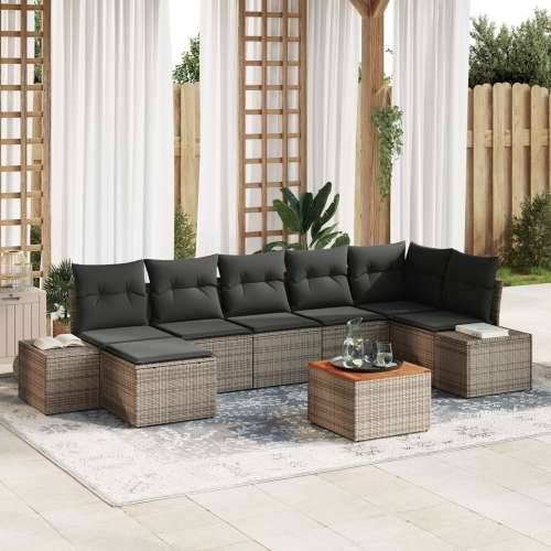set vrtnih sofa od 8 dijelova s jastucima siva poli ratan akacija Cijena