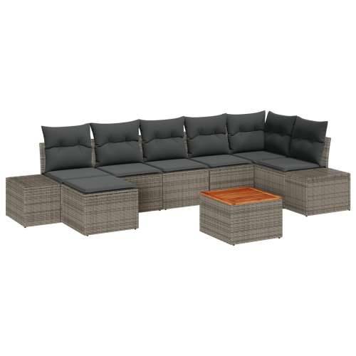 set vrtnih sofa od 8 dijelova s jastucima siva poli ratan akacija Cijena