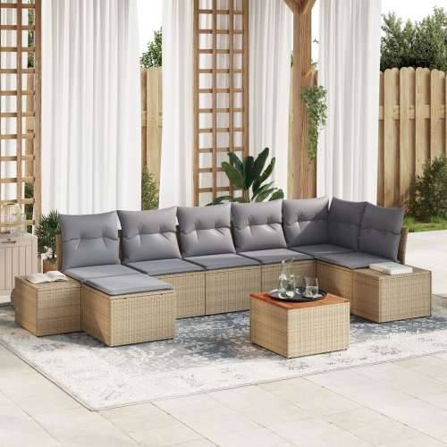 Set od 8 komada vrtnih sofa s jastučićima bež poli ratan akacija Cijena