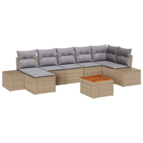 Set od 8 komada vrtnih sofa s jastučićima bež poli ratan akacija Cijena
