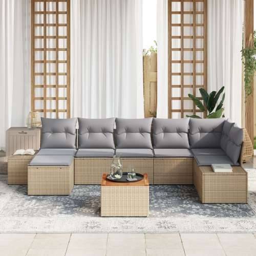 Set od 8 komada vrtnih sofa s jastučićima bež poli ratan akacija Cijena
