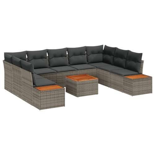set od 10 dijelova vrtnih sofa s jastučićima sivo poli ratan akacija Cijena