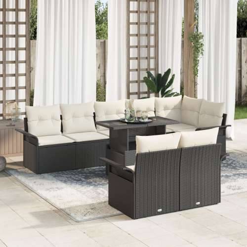 9-dijelni set gredskih sofa s jastučićima Crni Poli Ratan Cijena