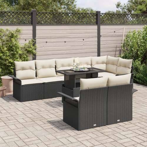 9-dijelni set gredskih sofa s jastučićima Crni Poli Ratan Cijena