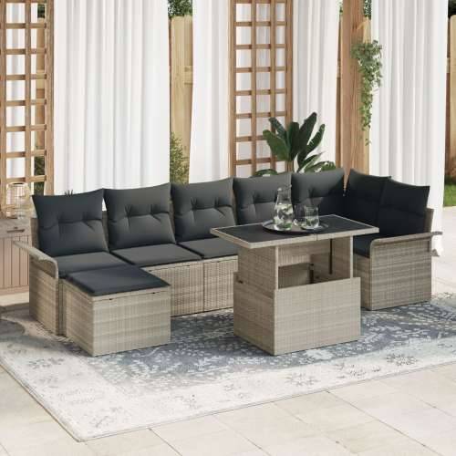 set od 8 komada vrtnog sofas-a s jastučićima svijetlosiva poli ratan Cijena