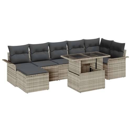 set od 8 komada vrtnog sofas-a s jastučićima svijetlosiva poli ratan Cijena