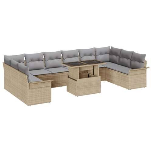 11-dijelni vrtni sofa set s jastučićima bež poli ratan Cijena