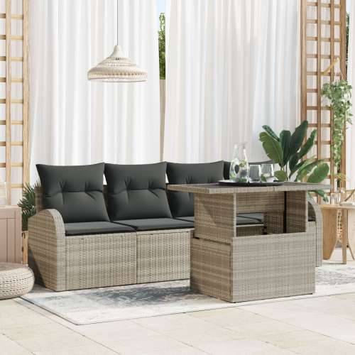 Set od 5 vrtnih sofa s jastucima svijetlosive poly ratan Cijena