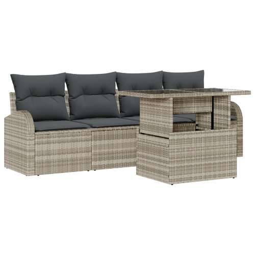 Set od 5 vrtnih sofa s jastucima svijetlosive poly ratan Cijena