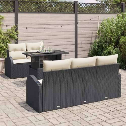 set od 6 vrtnih sofa sa jastučićima Crni poli ratan Cijena