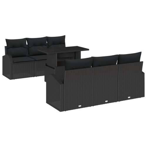 Vrtna garnitura - 7-dijelni set vrtnih sofa s jastučićima crni poli ratan Cijena