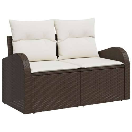 7-dijelni vrtni set sofa s jastučićima smeđa poli ratan Cijena