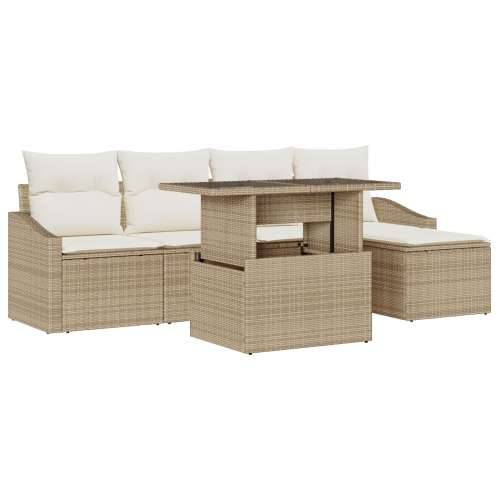 6-dijelni vrtni set sofa s jastučićima Bež poli ratan Cijena