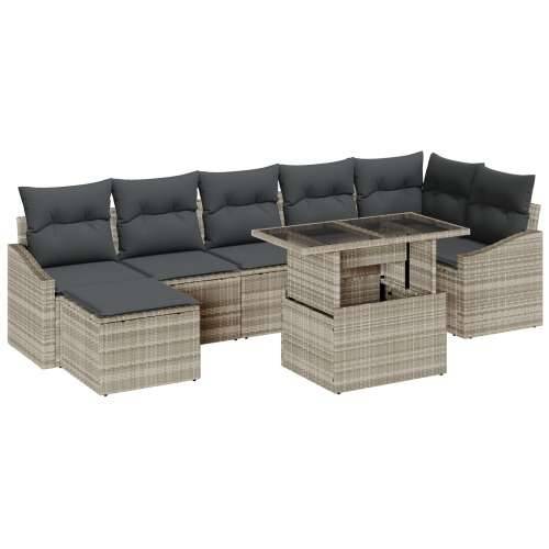 8-dijelni vrtni sofa set s jastučićima svijetlosivi poli ratan Cijena