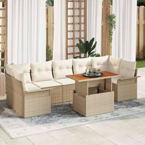 8-dijelni vrtni sofa set s jastučićima Bež Poli Ratan Akacija Cijena