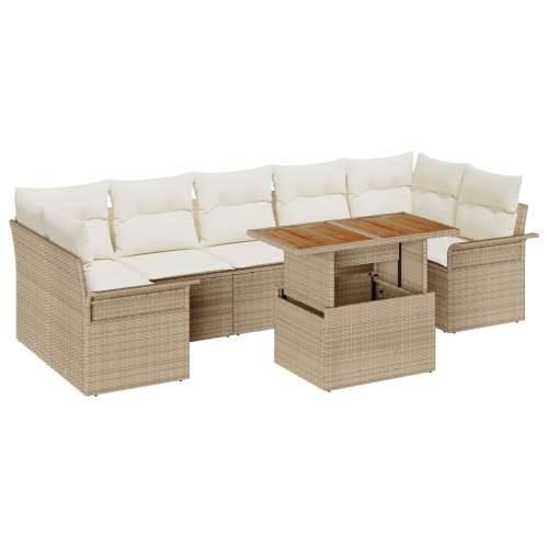 8-dijelni vrtni sofa set s jastučićima Bež Poli Ratan Akacija Cijena