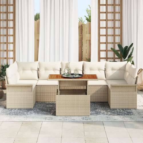 8-dijelni vrtni sofa set s jastučićima Bež Poli Ratan Akacija Cijena