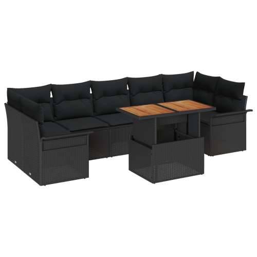8-dijelni set vrtne sofe s jastucima Crni Poli Ratan Acacia Cijena