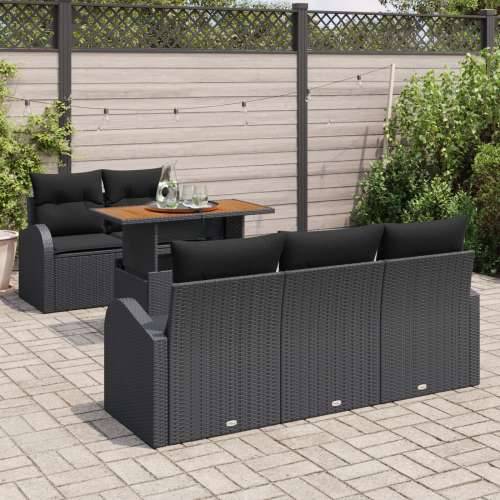 set od 6 komada vrtne blagovaonice s jastučićima crni poli rattan akacija Cijena