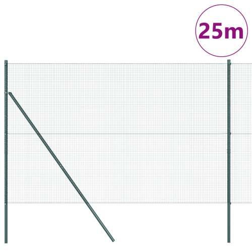 Zavarena žičana ograda s 13 postova Zelena 1.5x25 m Čelik Cijena
