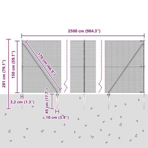 Zavarena Žičana Ograda s 13 Šiljaka 1.5x25 m Cinkovanog Čelika Cijena