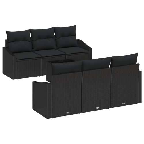 Set od 7 Vrtnih Sofa s Jastučićima Crni Ratan Cijena