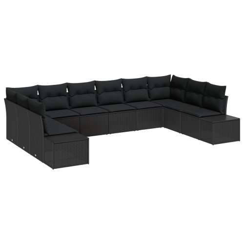 Vrtna garnitura - 10-dijelni set vrtnih sofa s jastučićima crni poli ratan Cijena