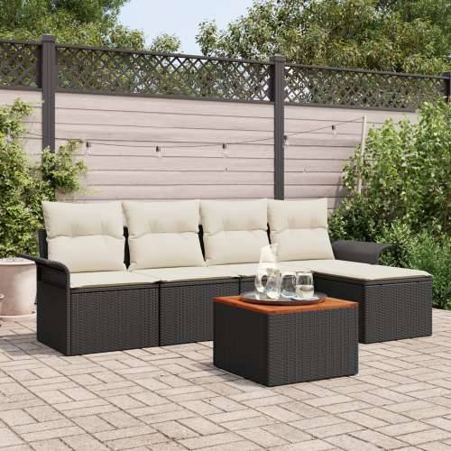6-dijelni vrtni sofa set s jastučićima crni poli ratan akacije, 2-sjedeća vrtna sofa s pohranom i jastučićima crni poli ratan Cijena