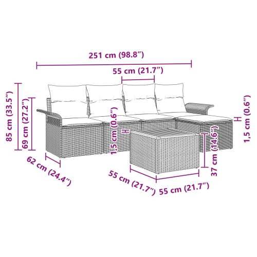 6-dijelni vrtni sofa set s jastučićima crni poli ratan akacije, 2-sjedeća vrtna sofa s pohranom i jastučićima crni poli ratan Cijena
