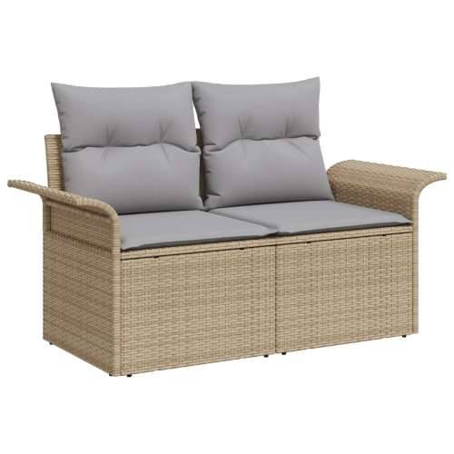 6-dijelni vrtni sofa set s jastučićima bež Poli Ratan Akacija, 2-sjedna vrtna sofa s pohranom i jastučićima bež Poli Ratan Cijena