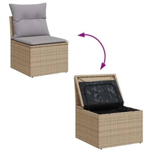 6-dijelni vrtni sofa set s jastučićima bež Poli Ratan Akacija, 2-sjedna vrtna sofa s pohranom i jastučićima bež Poli Ratan Cijena