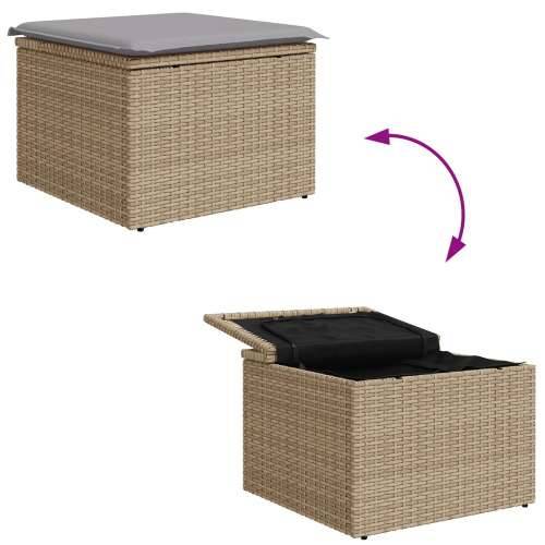 6-dijelni vrtni sofa set s jastučićima bež Poli Ratan Akacija, 2-sjedna vrtna sofa s pohranom i jastučićima bež Poli Ratan Cijena