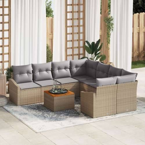 9-dijelni vrtni sofa set s jastučićima bež poli ratan akacija Cijena