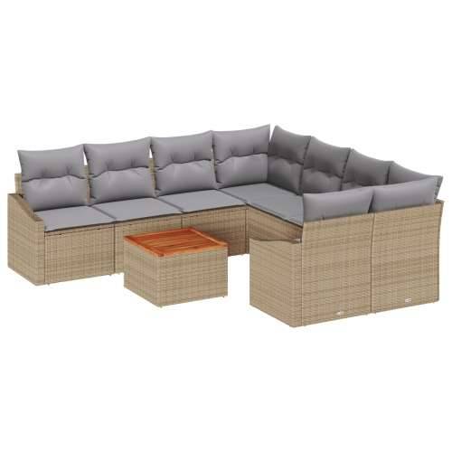 9-dijelni vrtni sofa set s jastučićima bež poli ratan akacija Cijena