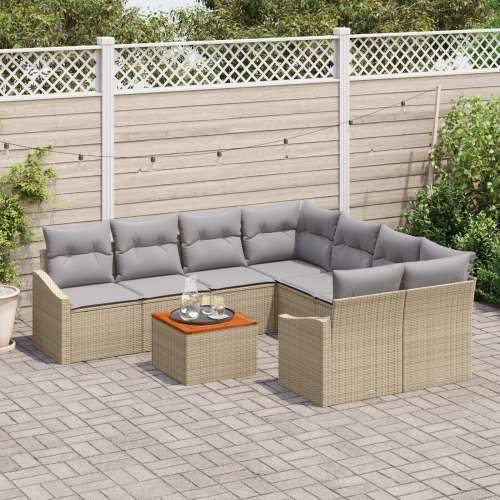 9-dijelni vrtni sofa set s jastučićima bež poli ratan akacija Cijena